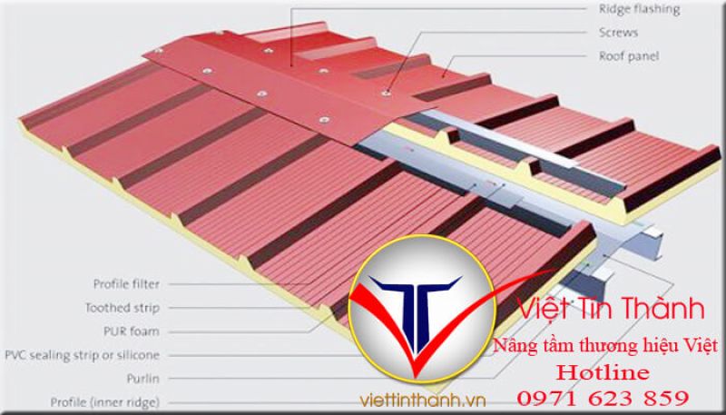 tôn cách nhiệt chống nóng Pu 3 lớp