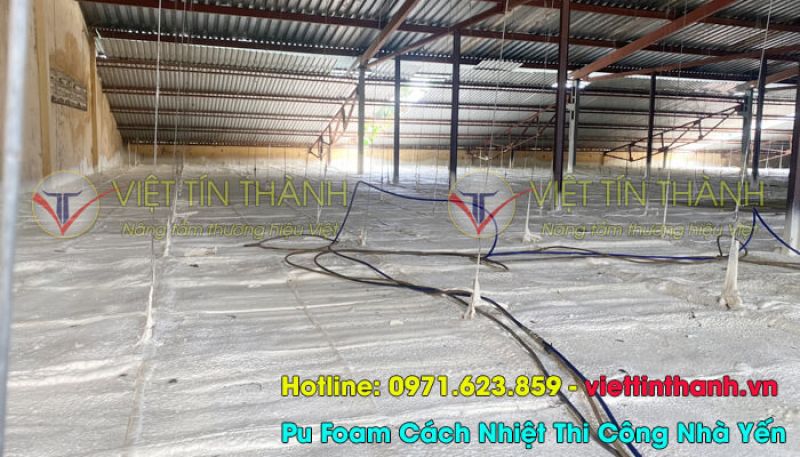 Phun pu chống nóng cách nhiệt trần nhà nuôi chim yến